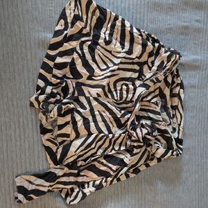 VENUS Zebra Print High Waist Shorts - Black and Cream